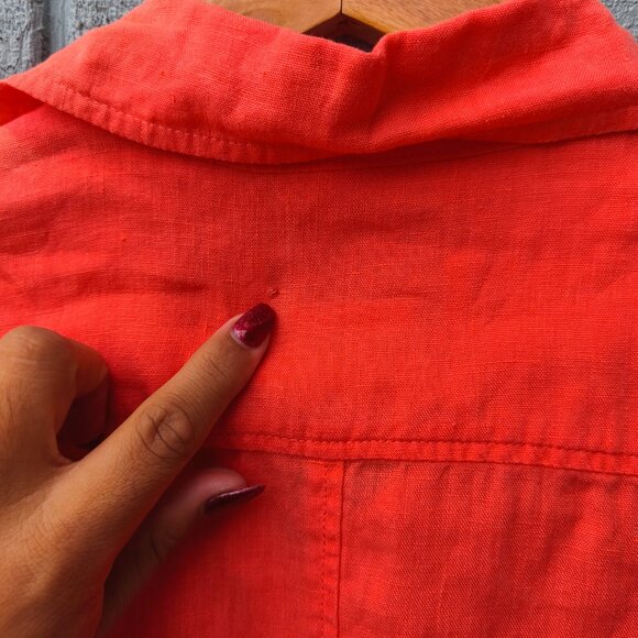 MaxMara Weekend 100% Linen Button Down Blouse sz S/M Orange Beach Quiet Luxury - Picture 6 of 10